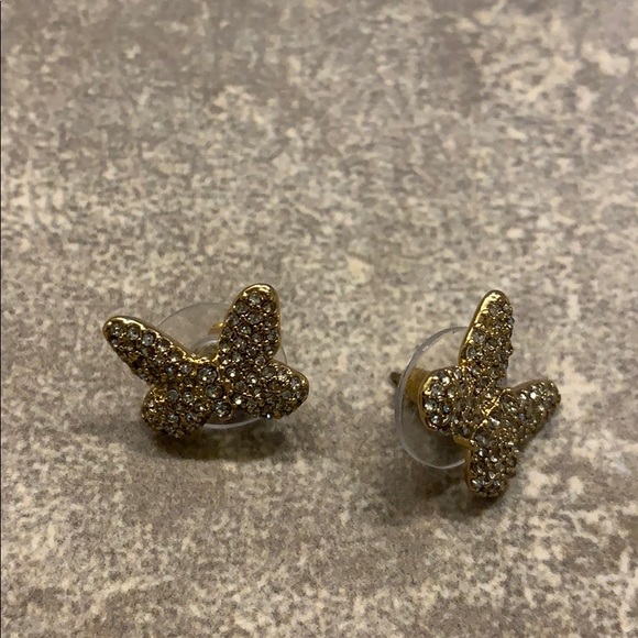 New Butterfly Pave Stud Earrings - Picture 2 of 2